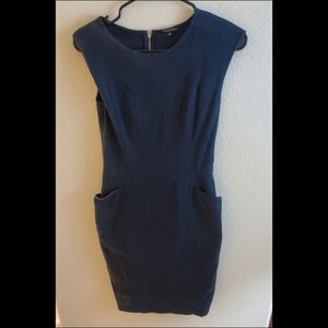 Tara Jarmon Black Sleeveless Denim Dress Luxury Church Funeral Classy Office